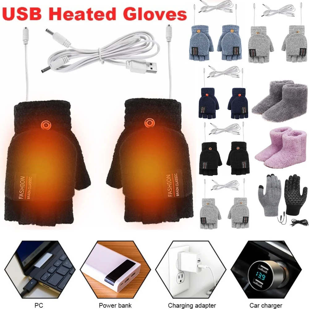 Knit Glove Touch Screen - USB Electric Heated Gloves Winter Outdoor