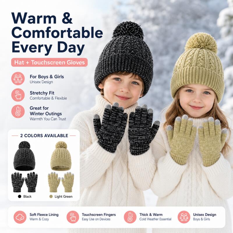 Kids Winter Knit Hat Touchscre - Knit Glove Touch Screen ulasan dan harga
