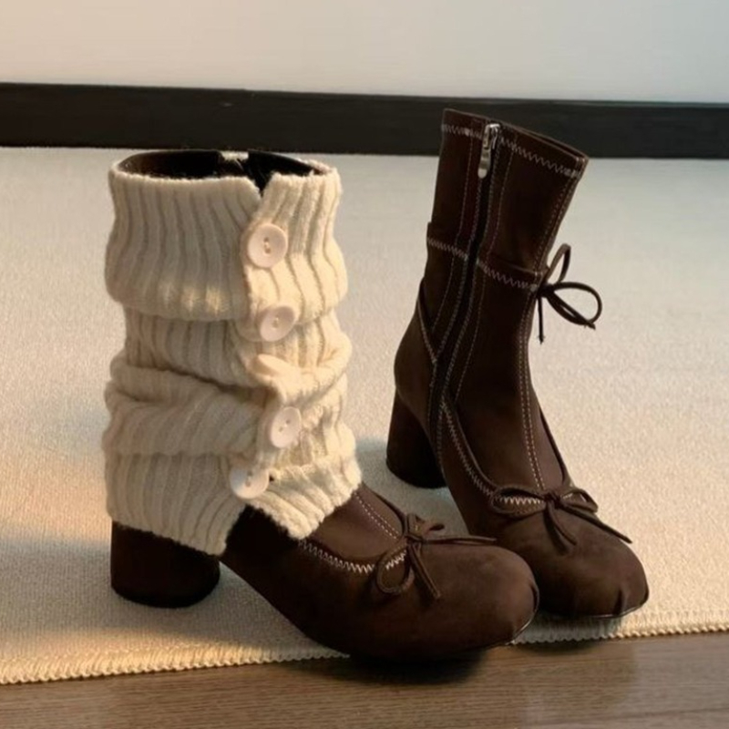 Bow High Heels Women Boots New - Winter Clothing Trends 2025 ulasan dan harga