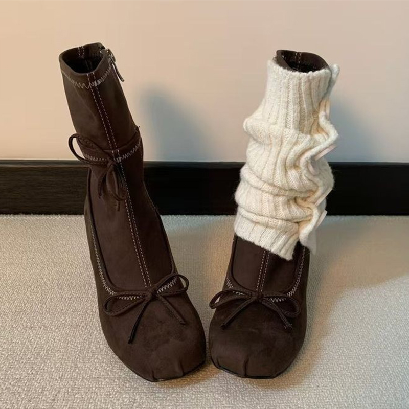 Bow High Heels Women Boots New - Winter Clothing Trends 2025 ulasan dan harga