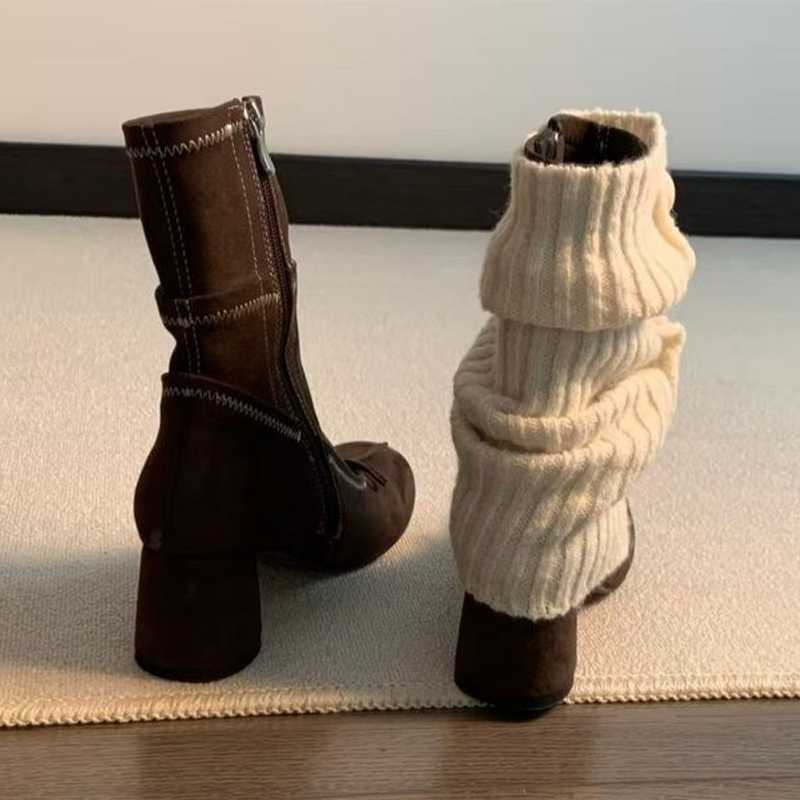 Bow High Heels Women Boots New - Winter Clothing Trends 2025 ulasan dan harga