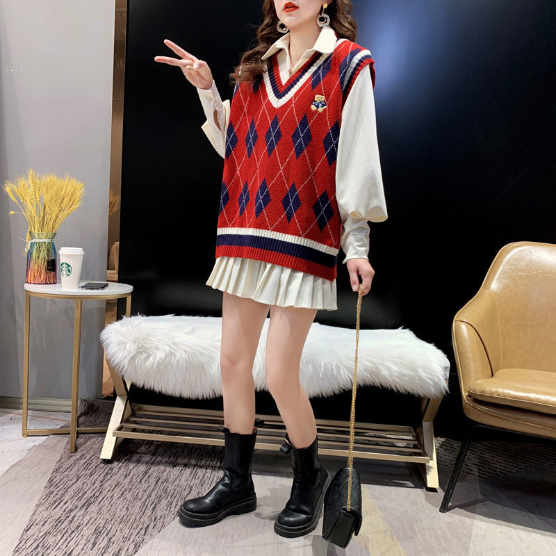 Red Knit Vests for Women Sleev - Winter Clothing Trends 2025 ulasan dan harga
