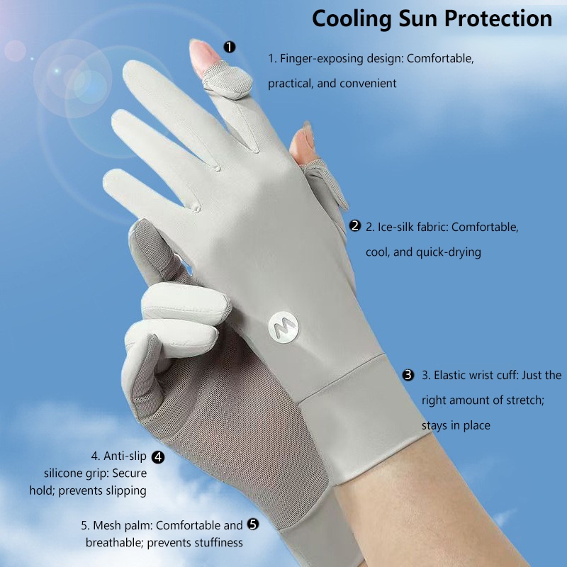 Sunscreen Ice Silk Breathable  - Knit Glove Touch Screen ulasan dan harga