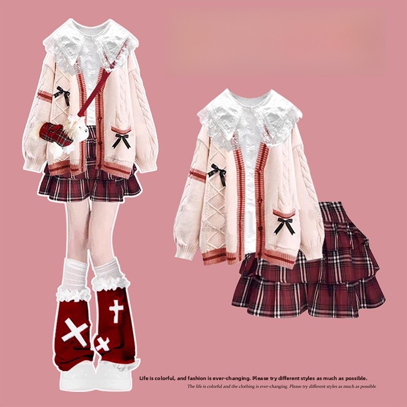 Red Plaid Sweater Dress Women' - Winter Under Clothing ulasan dan harga