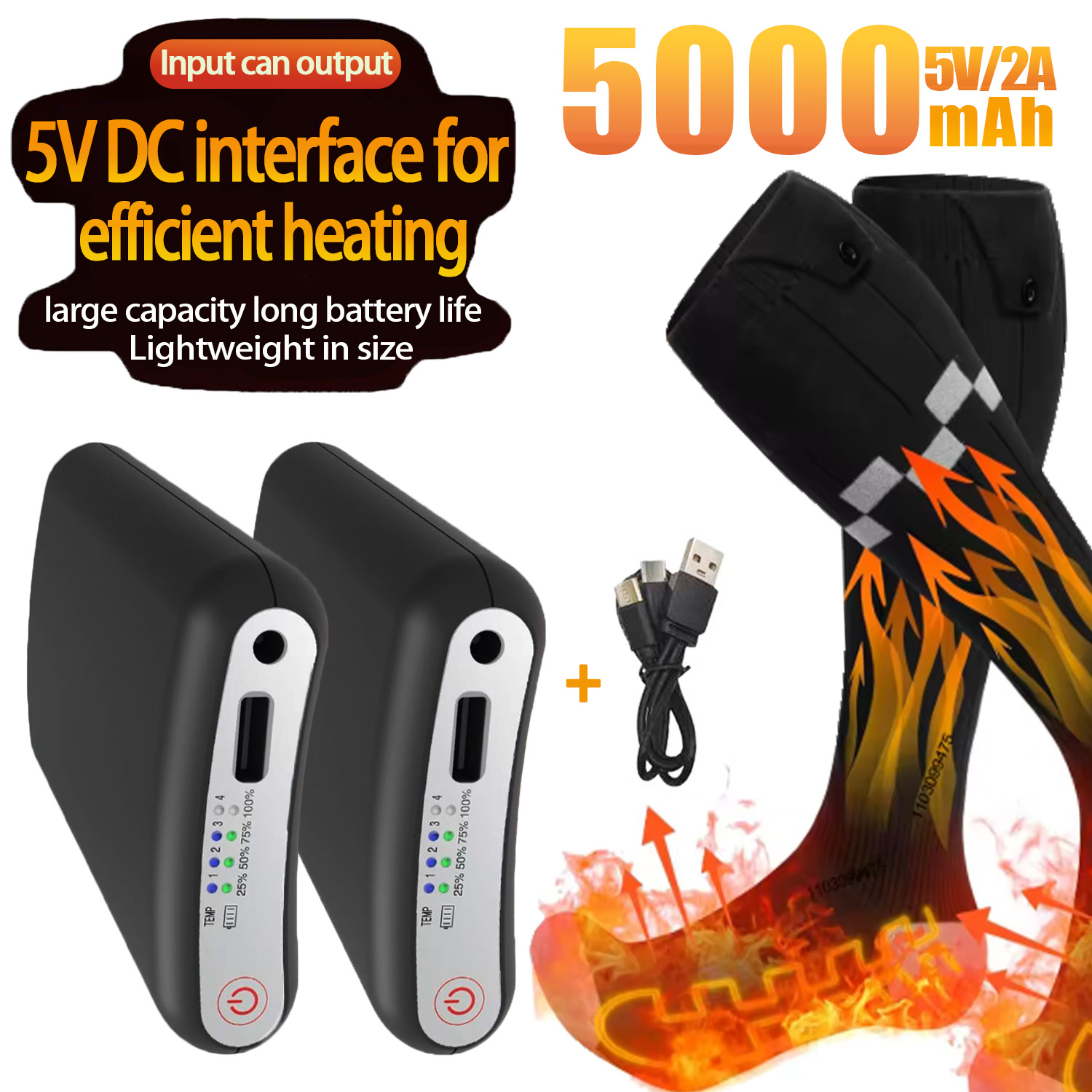 Durable 5000mAh 5V Battery APP - Heated Insole Rechargeable ulasan dan harga