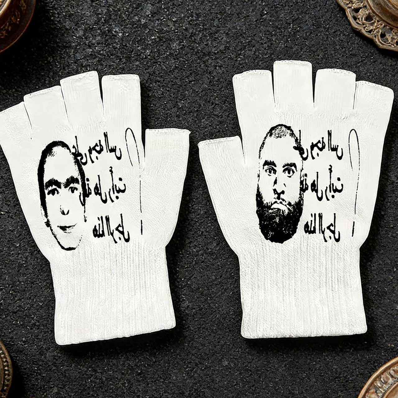 Y2K Retro Printed Fingerless G - Knit Glove Touch Screen ulasan dan harga