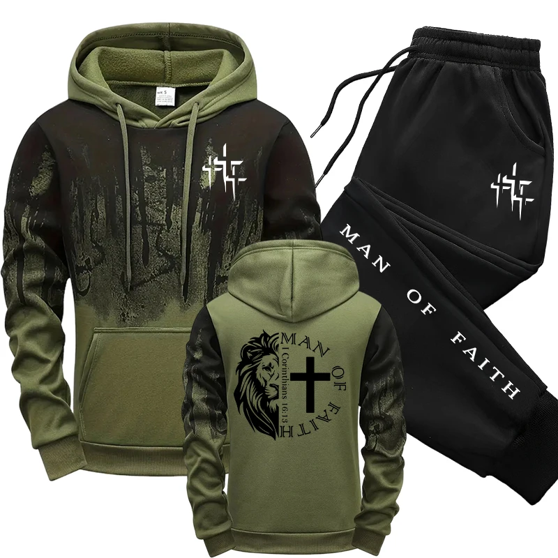 Man of Faith Pattern Men's Set - Winter Clothing For Men ulasan dan harga