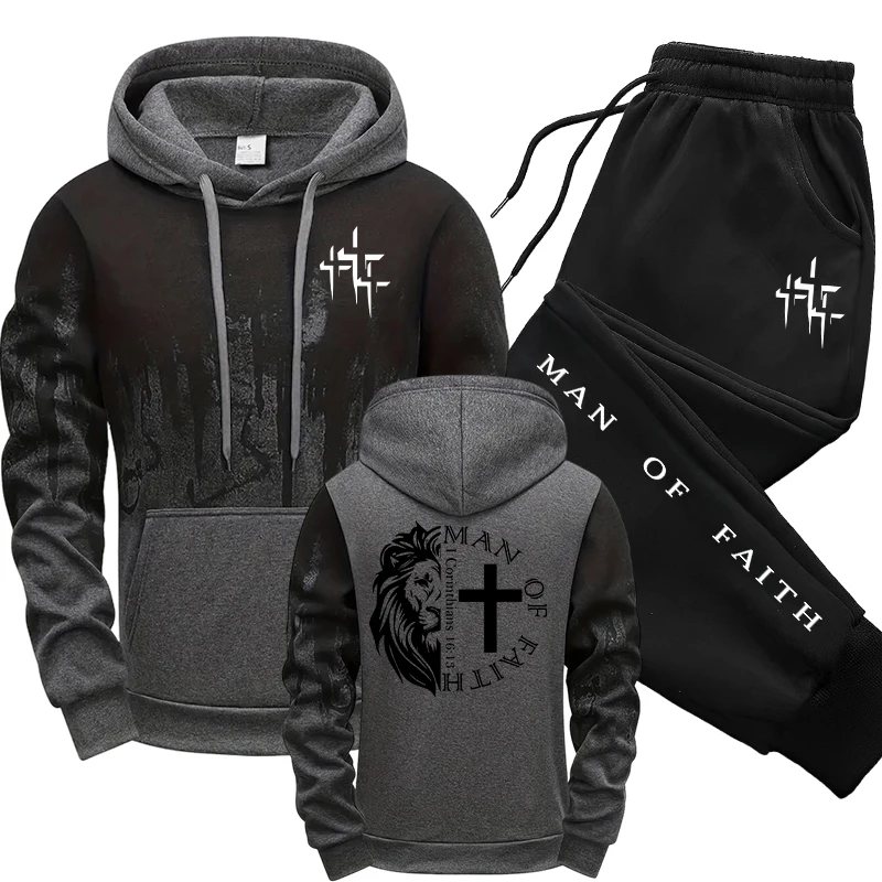 Man of Faith Pattern Men's Set - Winter Clothing For Men ulasan dan harga