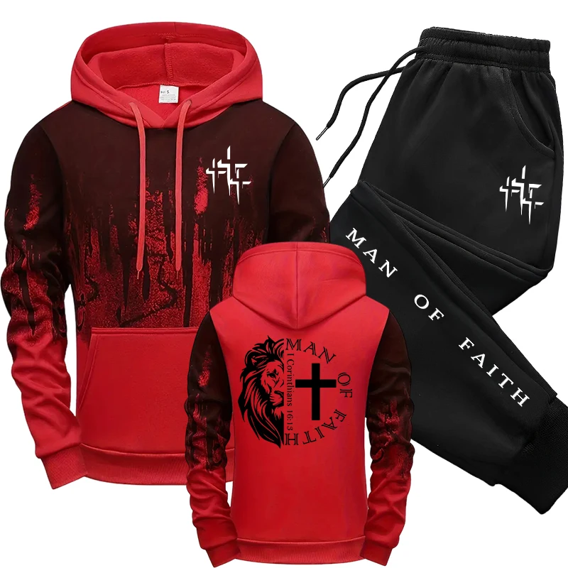 Man of Faith Pattern Men's Set - Winter Clothing For Men ulasan dan harga